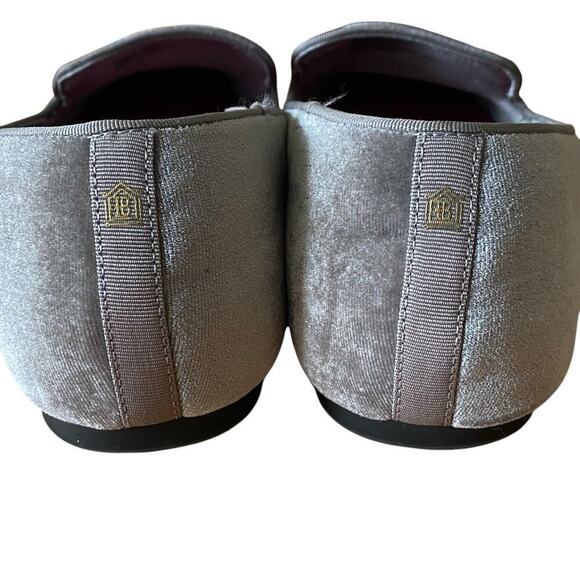 BIRDIES Women's Starling Velvet Flat Loafers in Stone Silver, Size 10 - Picture 8 of 12